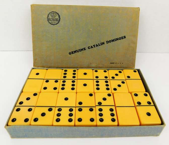 Set of Vintage Catalin Dominoes with Box
