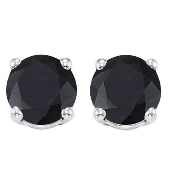 1.37 CT GENUINE BLACK SAPPHIRE 10KT SOLID GOLD EARRINGS STUD