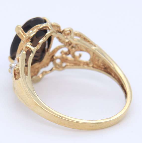 Fabulous Smokey Quartz and Diamond Ring