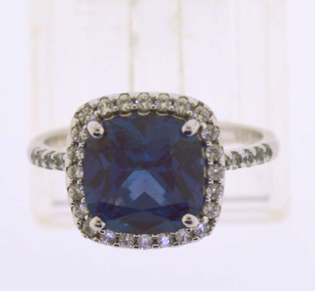Sterling Silver Cushion Cut Purple Spinel Ring