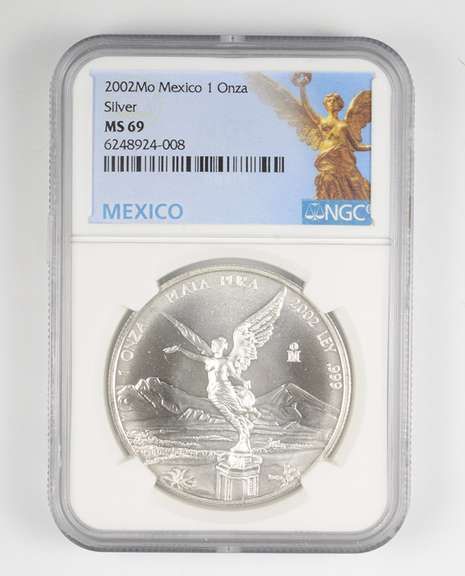 MS69 2002 MO Mexico 1 Onza .999 Fine Silver - Graded NGC