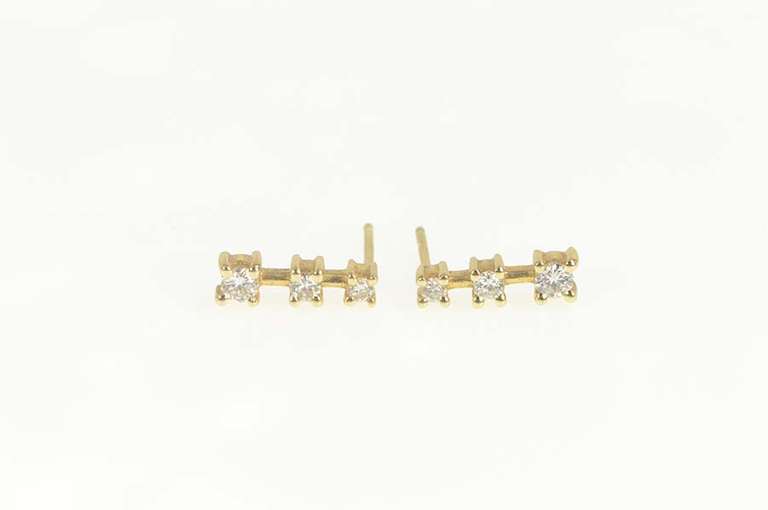 14K Yellow Gold 0.46 Ctw Diamond Tiered Bar Statement Earrings