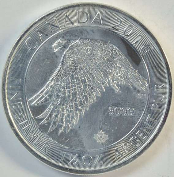 Superb Canada 2016 White Falcon Gem BU 1.5 oz pure Silver Coin