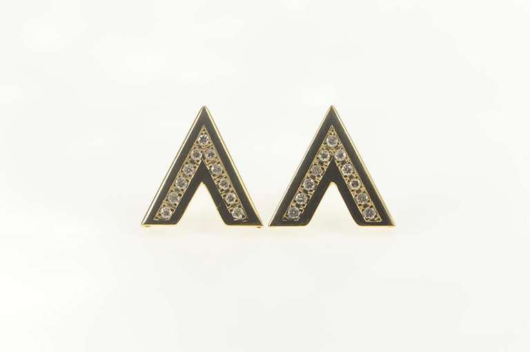 14K Yellow Gold 0.75 Ctw Diamond V Chevron Statement Stud Earrings
