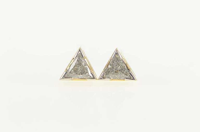 14K White Gold 0.50 Ctw Trillion Diamond Solitaire Stud Earrings