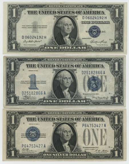 Crisp 1928-A, 1934, & 1935-E $1 Silver Certificates. Nice