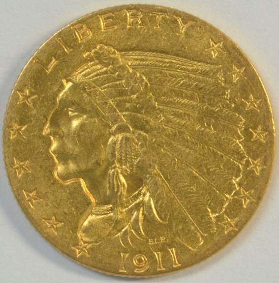 Investment quality Choice BU 1911 US $2.50 Indian Gold Piece