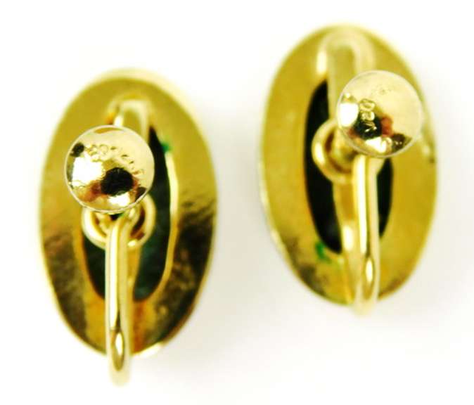 Vintage Gold-Filled Green Jade Screwback Earrings