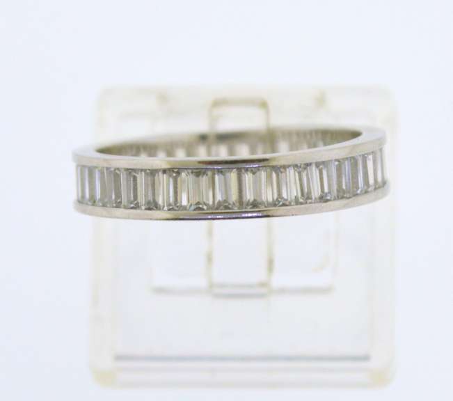 Sterling Silver Baguette Crystal Band