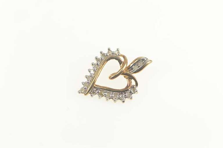 10K Yellow Gold Classic Diamond Heart Love Symbol Pendant