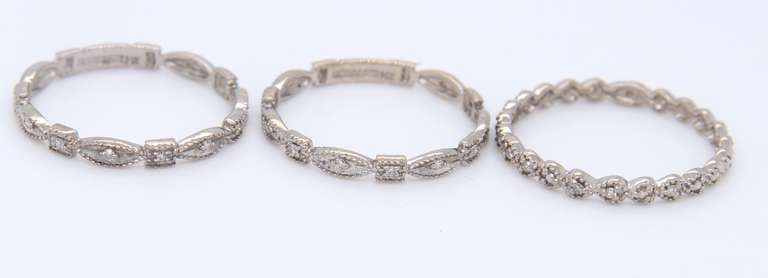 Stunning White Gold Set of 3 Diamond Band Stackables
