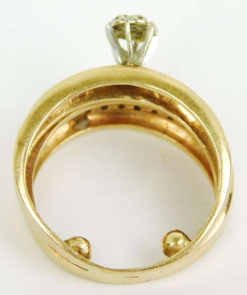 Vintage 14K Diamond Wedding Set, 5.75