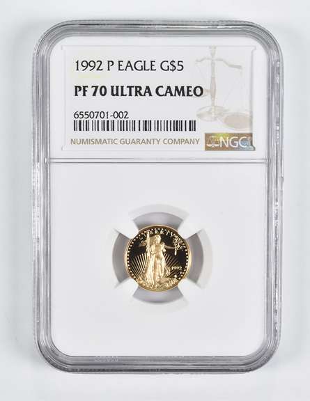PF70 UCAM 1992-P $5 American Gold Eagle 1/10 Oz. .999 Fine Gold NGC