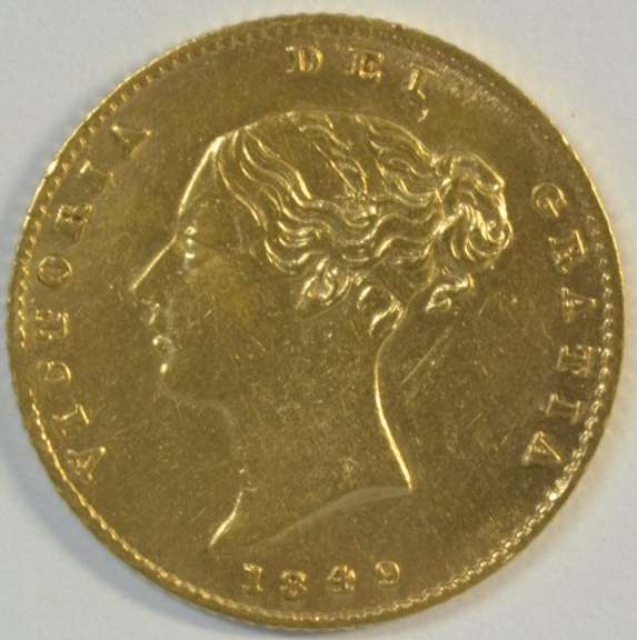 Scarce early 1849 Great Britain Gold Half Sovereign
