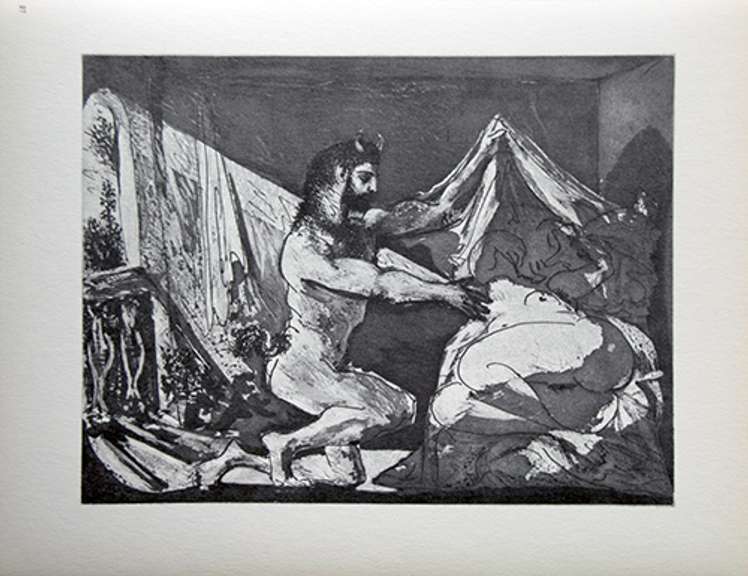 PABLO PICASSO, SATYR AND SLEEPING WOMAN