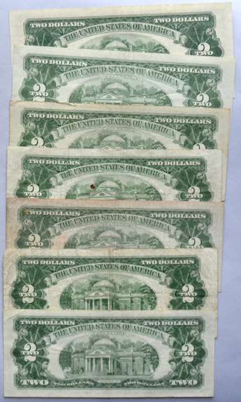 7 $2 Red Seal US Notes Including A Star