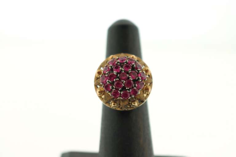 Romantic Ruby Cluster 18k Rose Gold Ring