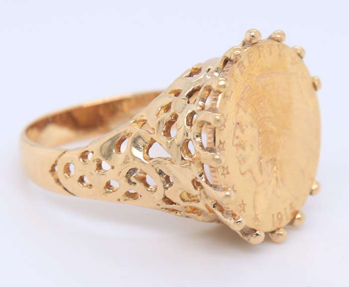 Nice 21kt Indian Head Gold Coin Ring
