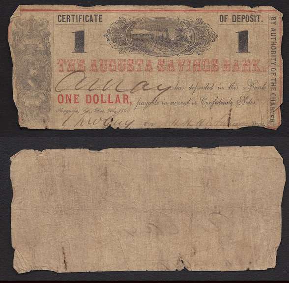 Certificate of Deposit.  Train Vignette Augusta Savings Bank Circulated.
