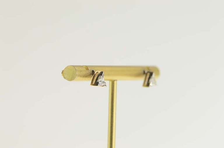 14K White Gold 0.50 Ctw Trillion Diamond Solitaire Stud Earrings