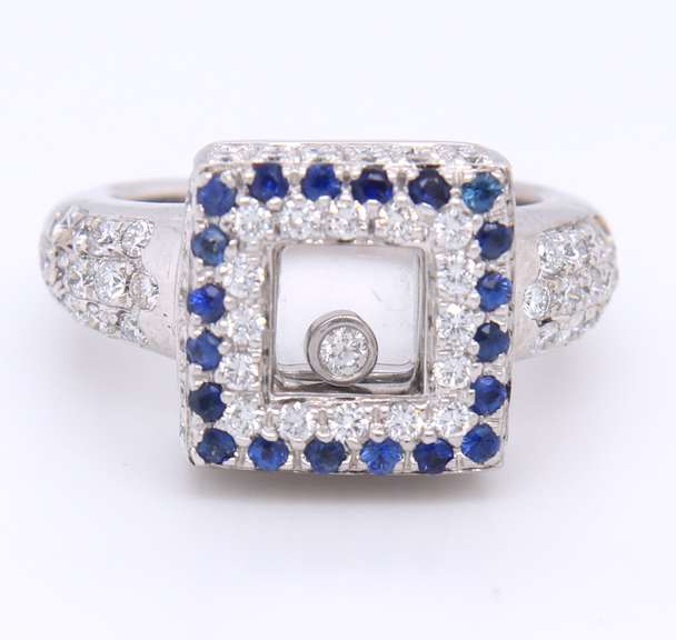Incredible 18kt Pave Diamond and Sapp Floating Diamond Ring