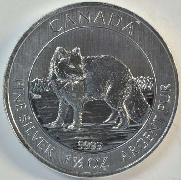 Superb Canada 2014 Arctic Fox Gem BU 1.5 oz pure Silver Coin