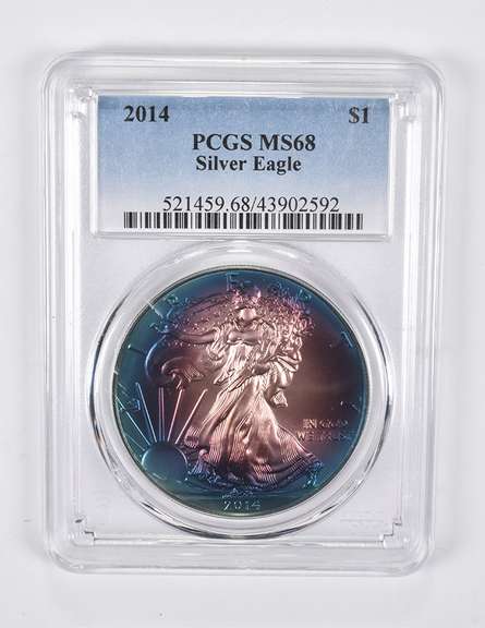 MS68 2014 American Silver Eagle Toning PCGS