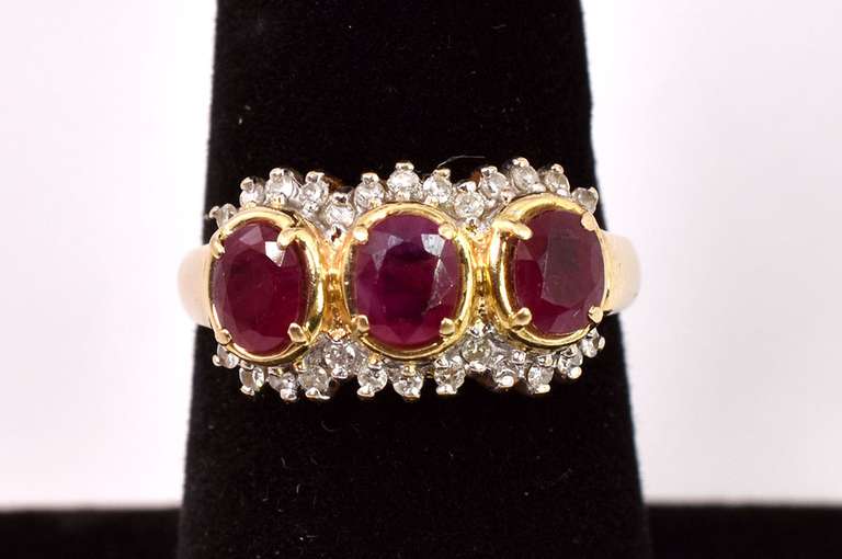 Radiant Ruby and Diamond Ring in 14K Yellow Gold