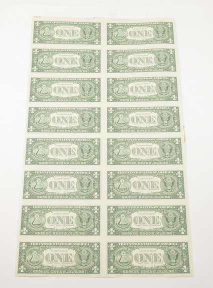 Lot (16) 1981 $1 New York, NY United States FRN Uncut Sheet