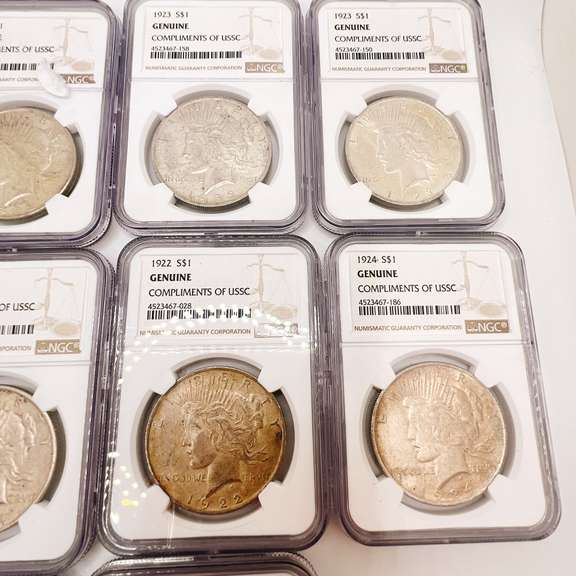 Lot of 10x Certified Peace Dollars- Mixed Dates