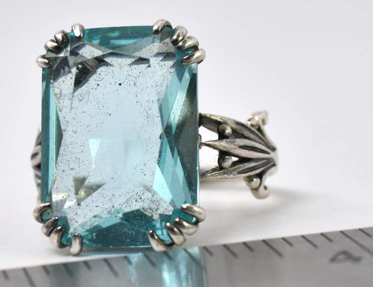 Sterling Silver Ring With A Large Blue Gemstone