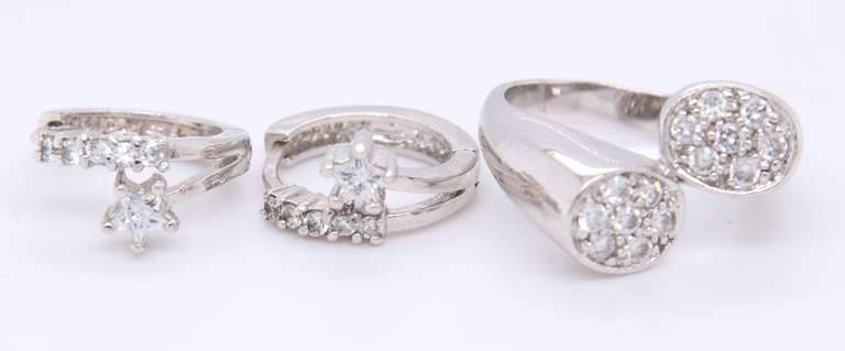 Sterling Silver Cubic Zirconia Ring and Earrings