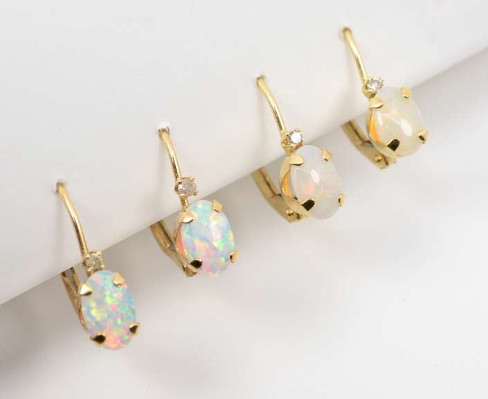 2 Pairs of French Back Opal Earrings