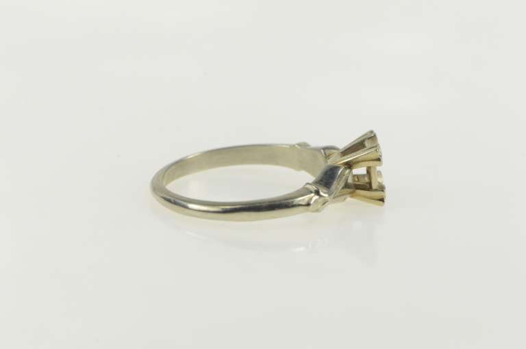 14K White Gold Vintage NOS 1950's 4.1mm Engagement Ring Ring
