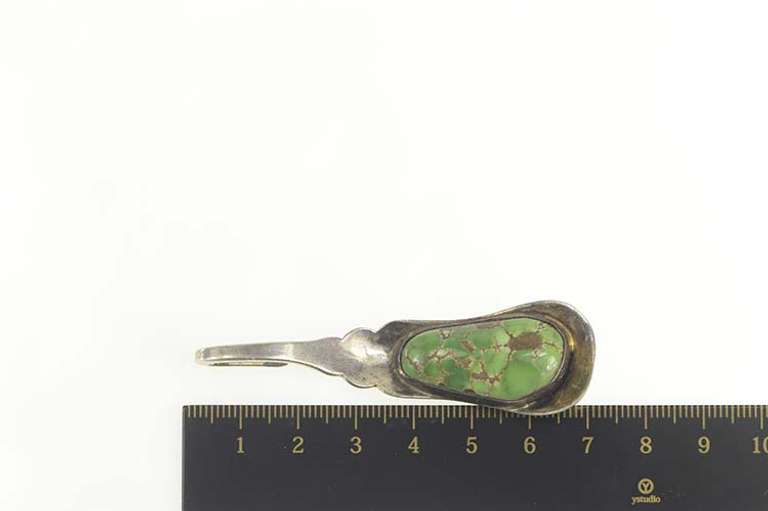 Sterling Silver Green Turquoise Artisanal Spoon Statement Pendant