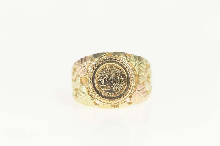 10K Yellow Gold Mt Rushmore Golden Anniversary Tribute Coin Ring