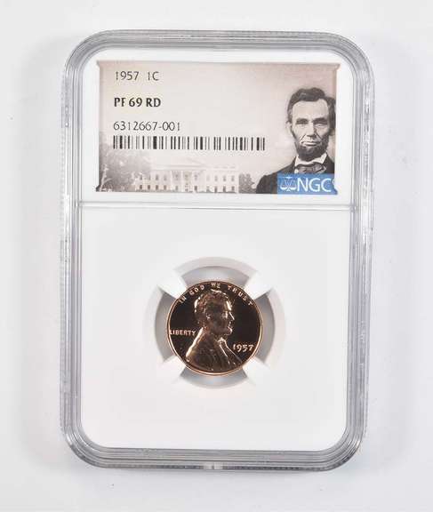 PF69 RD 1957 Lincoln Wheat Cent - Graded NGC