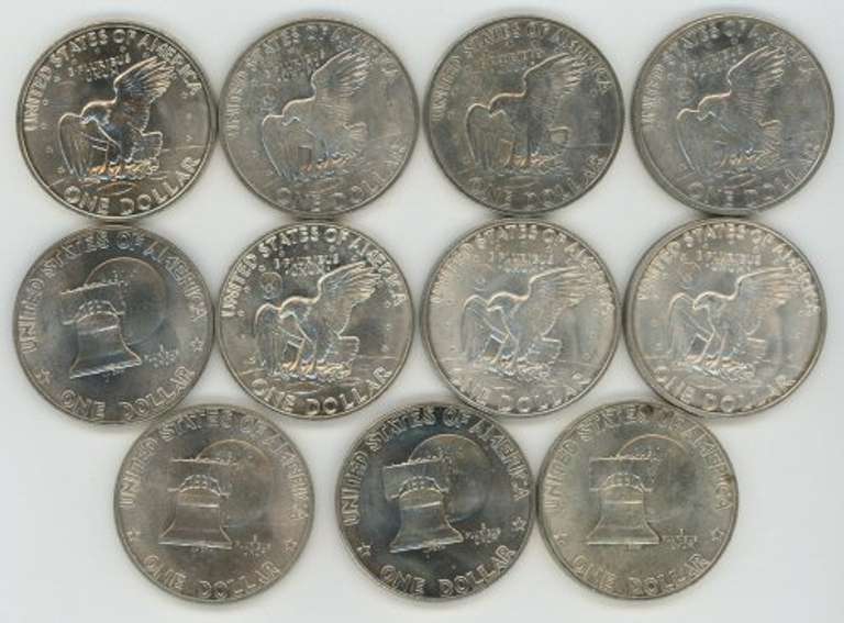 11 Assorted BU Silver Eisenhower Dollars1971-1976.