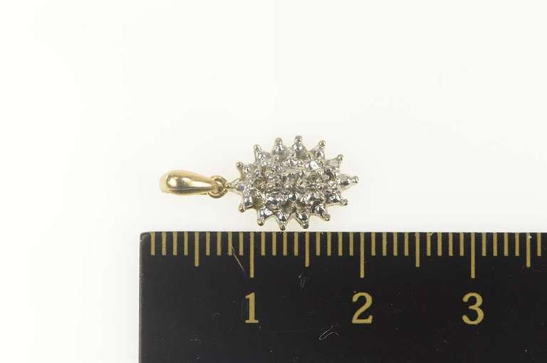 10K Yellow Gold Diamond Accent Marquise Cluster Simple Pendant
