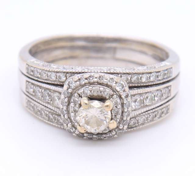 Majestic White Gold Round Brilliant Cut Diamond Halo Ring