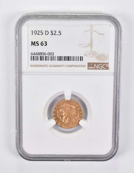 MS63 1925-D $2.50 Indian Head Gold Quarter Eagle NGC