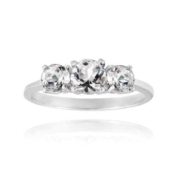 Sterling Silver 1.2ct White Topaz Three Stone Ring