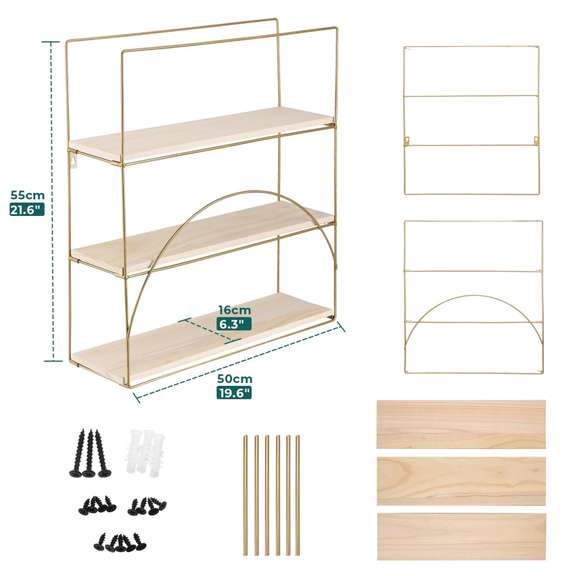 3-Layer Wooden Wall Mounted Storage Shelves