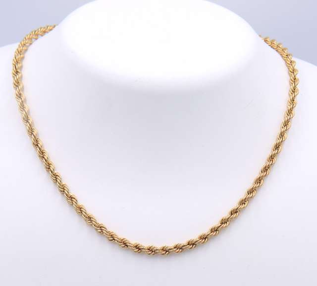 Elegant Yellow Gold Rope Chain Necklace