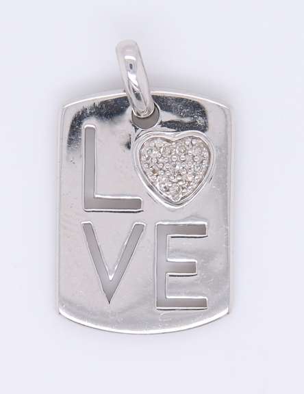 Charming White Gold Love Diamond Pendant