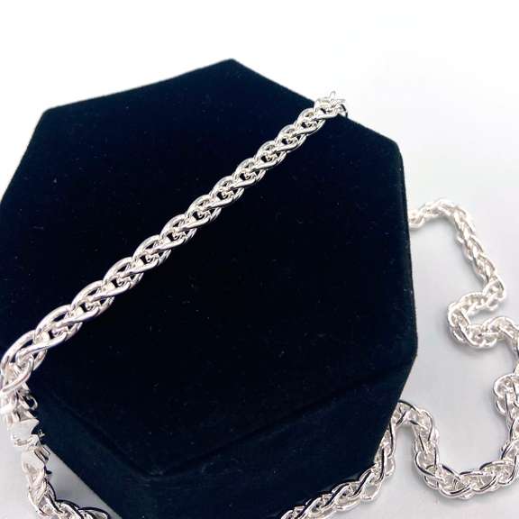Detailed Italian Sterling Wheat Chain Necklace