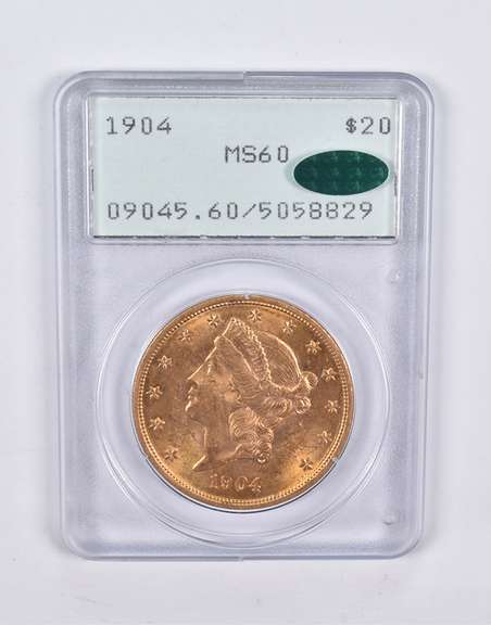 MS60 1904 $20 Liberty Head Gold Double Eagle CAC PCGS
