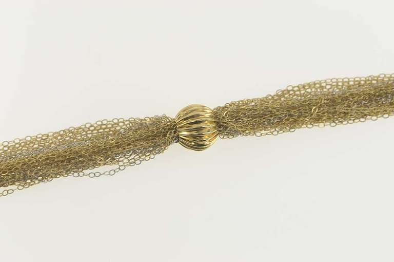 14K Yellow Gold Two Tone Draped Layered Chain Statement Necklace