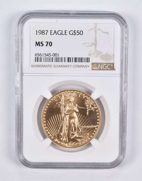 MS70 1987 $50 American Gold Eagle 1 Oz. .999 Fine Gold NGC