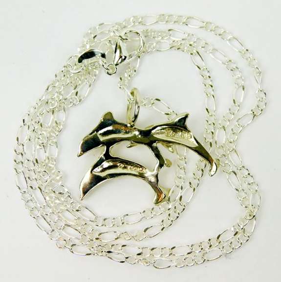 Sterling Silver Trio of Dolphins Necklace